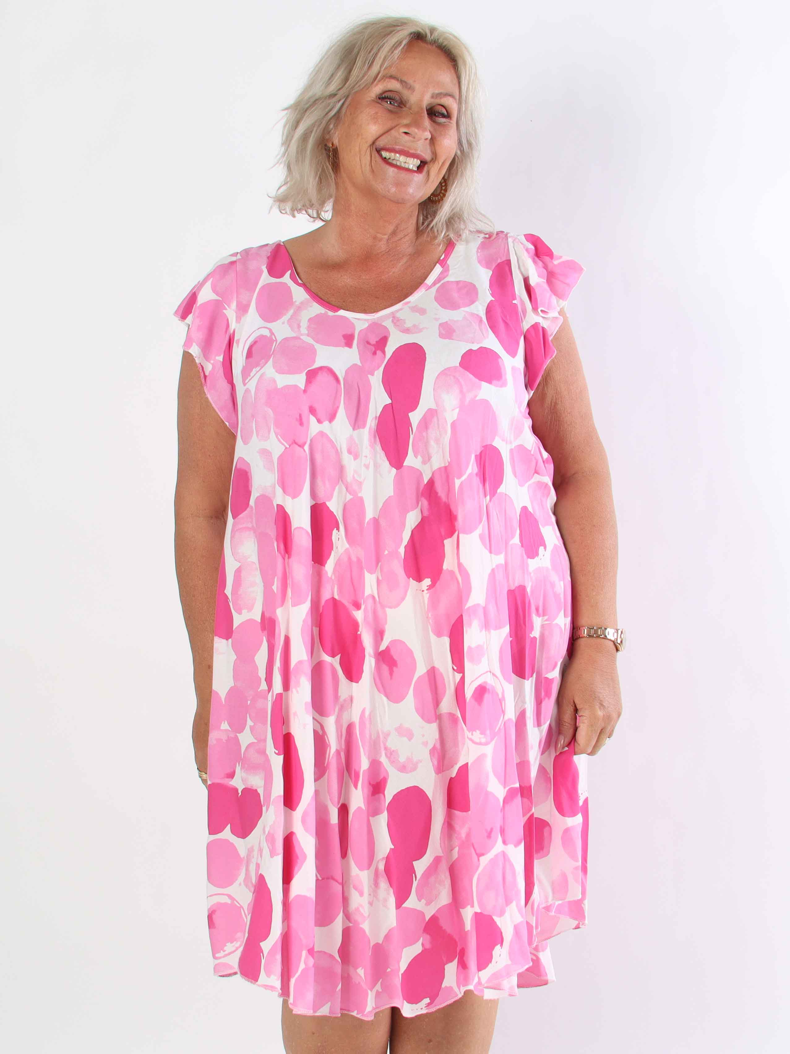 Akantha - Mönstrad plus size sommarklänning i lätt viskos